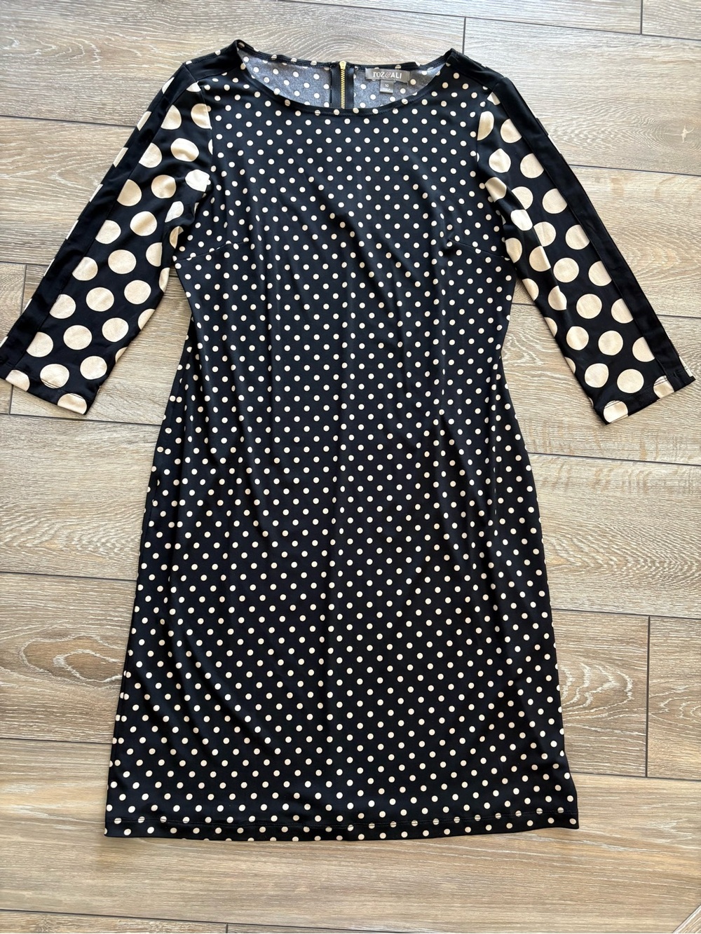 Black & Cream Polka Dot Sheath Dress
